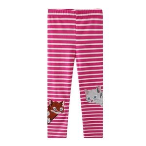 Mini Boden pink striped kitty kitten leggings 3-4 years